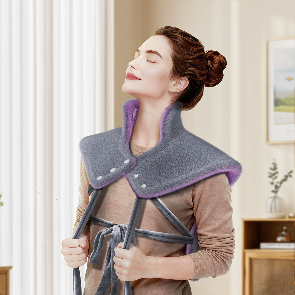 reliefRX Electric Heating Pad for Neck, Shoulders and Back, CoreMatrix™ Heating Technology for Pain Relief, Gifts for Women, Men & Mom, UltraSoft MachineWashable, 6 Heat Settings & 4 Timers - Purple