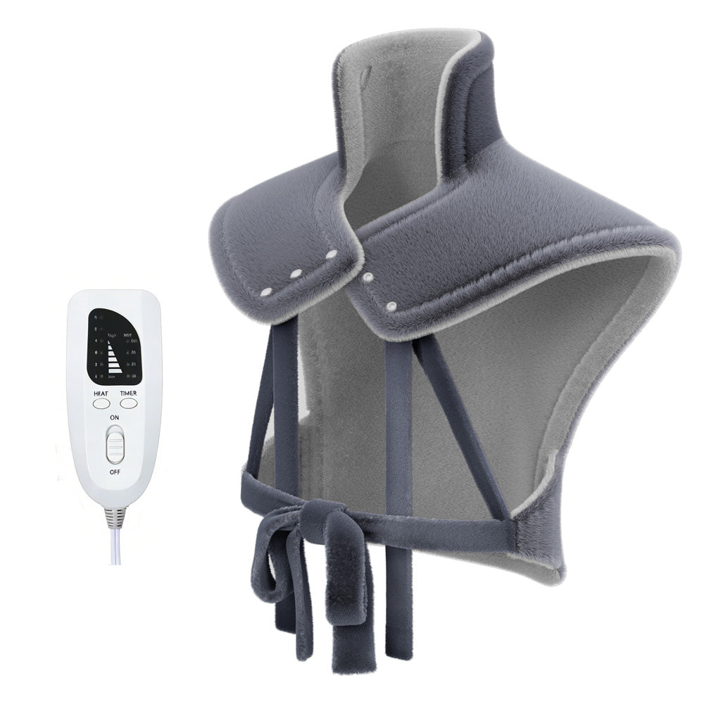 reliefRX Electric Heating Pad for Neck, Shoulders and Back, CoreMatrix™ Heating Technology for Pain Relief, Gifts for Women, Men & Mom, UltraSoft MachineWashable, 6 Heat Settings & 4 Timers - Gray